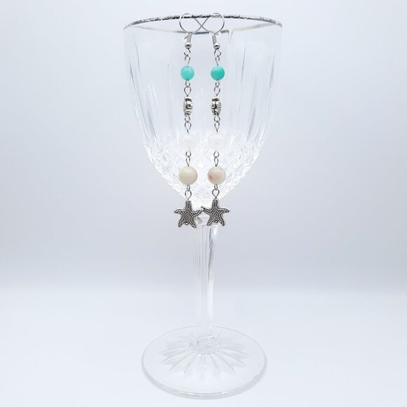 Starfish Turtle Beach Boho Quartz Amazonite Gemstone Earrings Handmade Jewelry - Picture 4 of 6